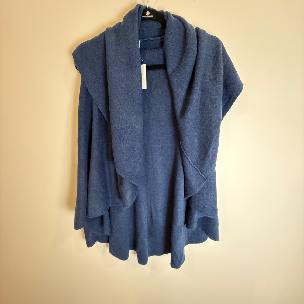 Mia & Tess Shawl Collar Vest Drape Cardigan One Size Navy‎ Blue Oversized